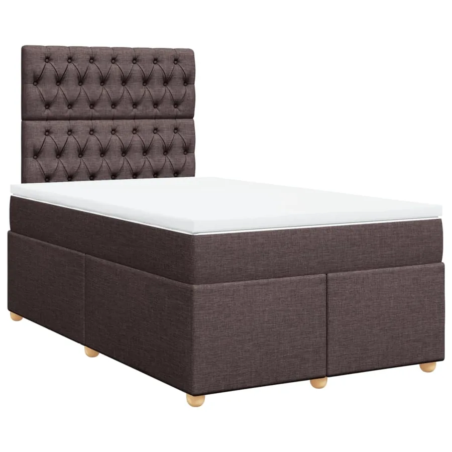 Sommier à lattes de lit et matelas marron foncé 120x190cm tissu - 2