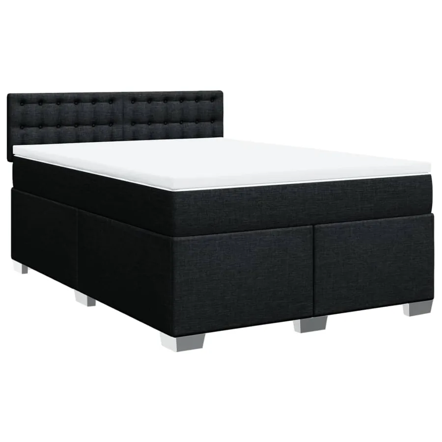 Sommier à lattes de lit avec matelas Noir 140x190 cm Tissu - 3