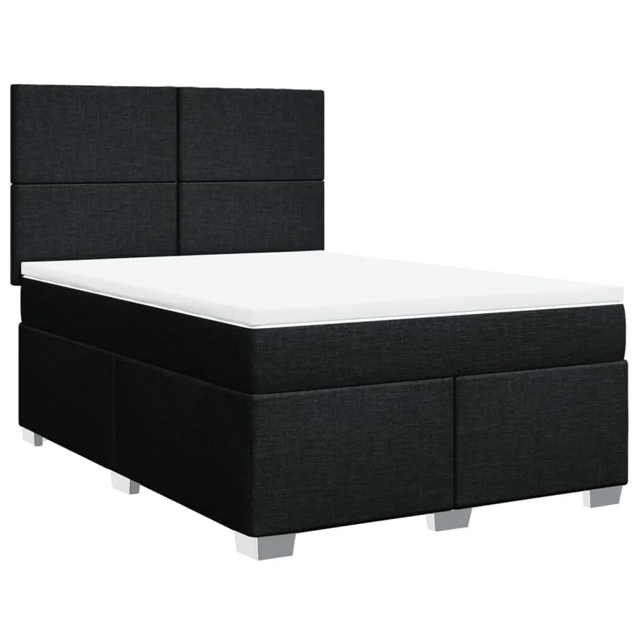 Sommier à lattes de lit avec matelas Noir 140x190 cm Tissu - 2