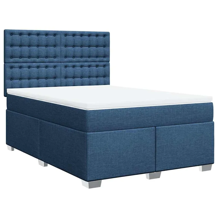 Sommier à lattes de lit avec matelas Bleu 140x190 cm Tissu - 2