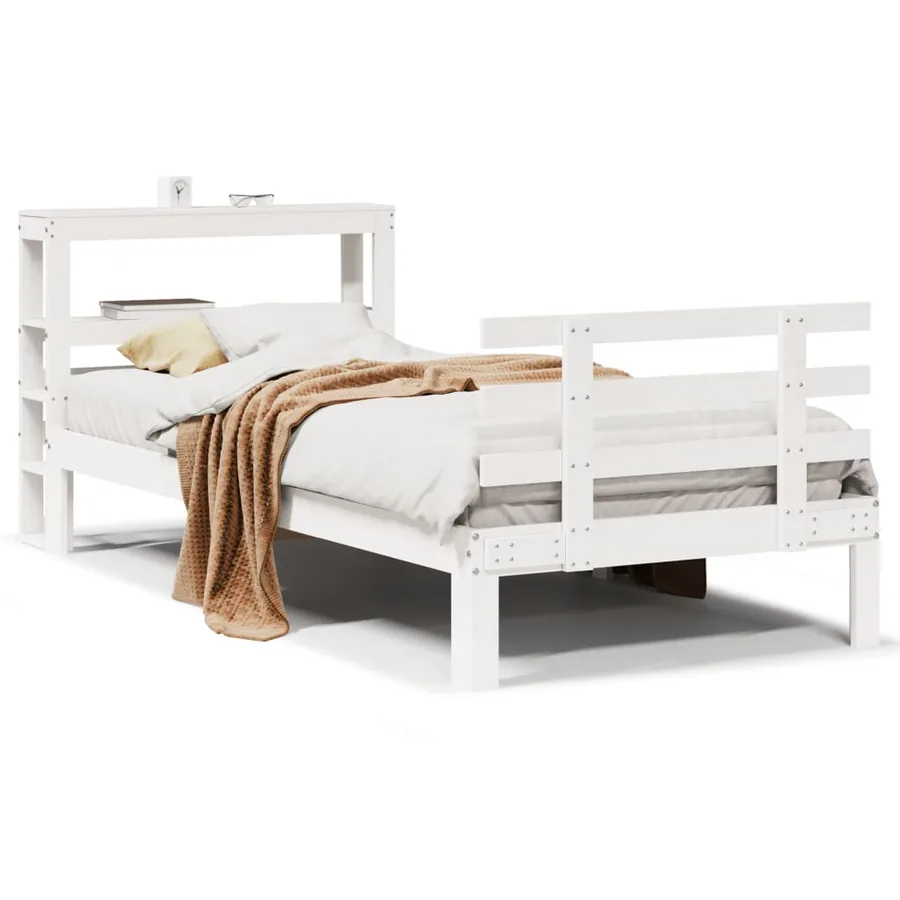 Cadre de lit avec tête de lit sans matelas blanc 90x190 cm - 2