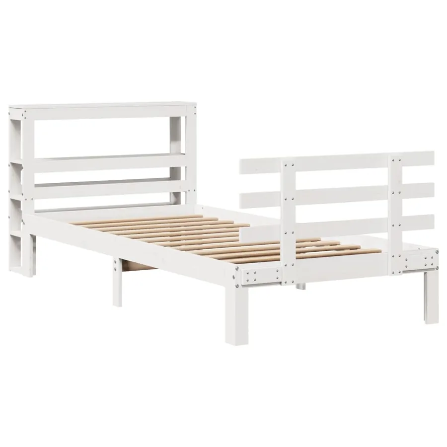 Cadre de lit avec tête de lit sans matelas blanc 90x190 cm - 3