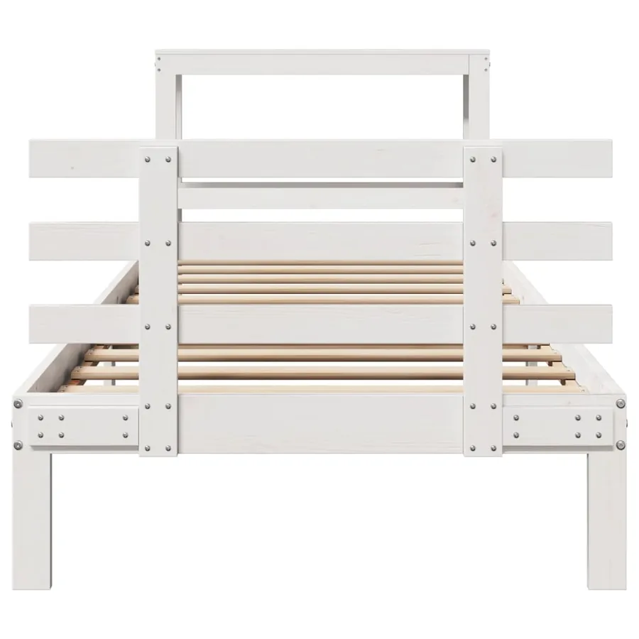 Cadre de lit avec tête de lit sans matelas blanc 90x190 cm - 4