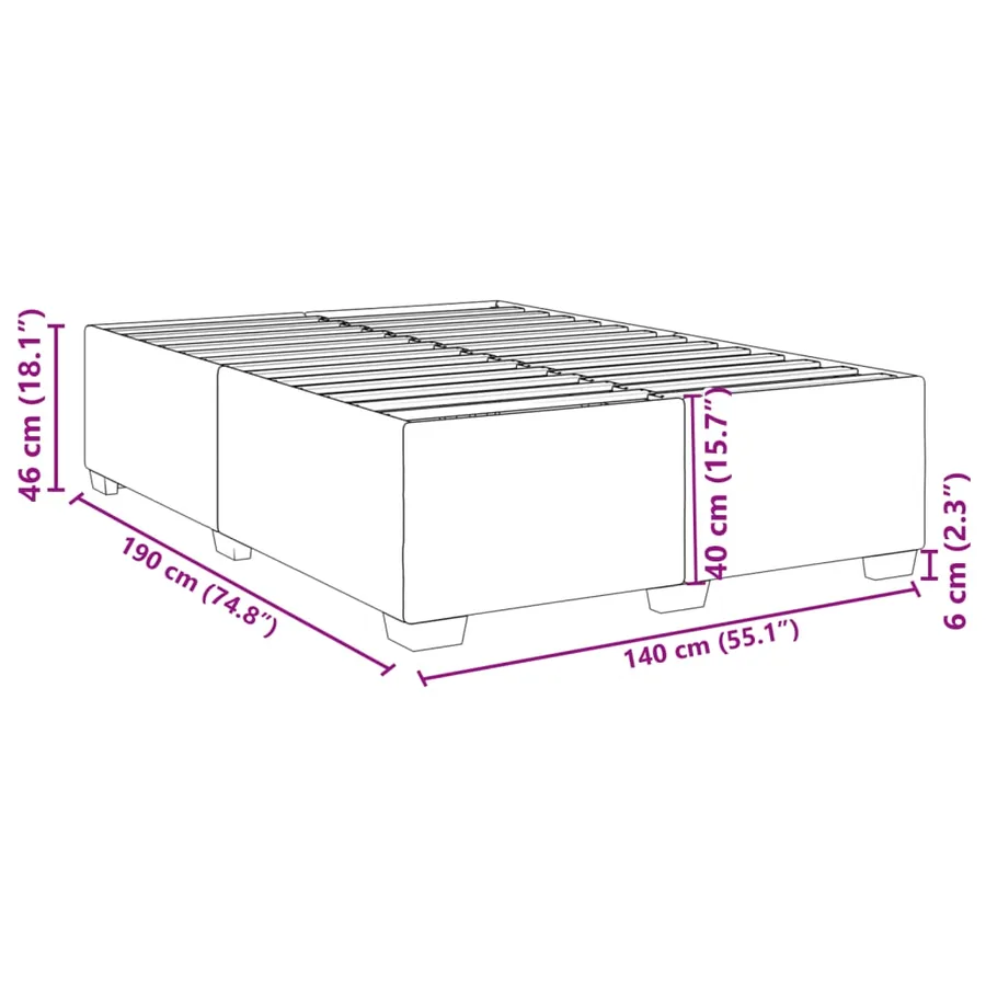 Cadre de lit sans matelas marron foncé 140x190 cm tissu - 9