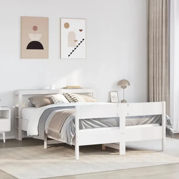 Cadre de lit sans matelas blanc 120x190 cm bois de pin massif
