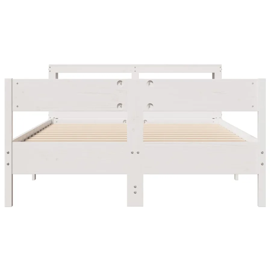 Cadre de lit sans matelas blanc 120x190 cm bois de pin massif - 4
