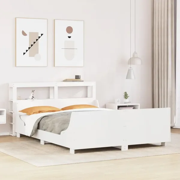 Cadre de lit sans matelas blanc 120x190 cm bois de pin massif