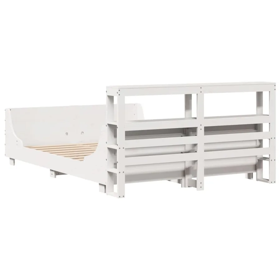 Cadre de lit sans matelas blanc 120x190 cm bois de pin massif - 8