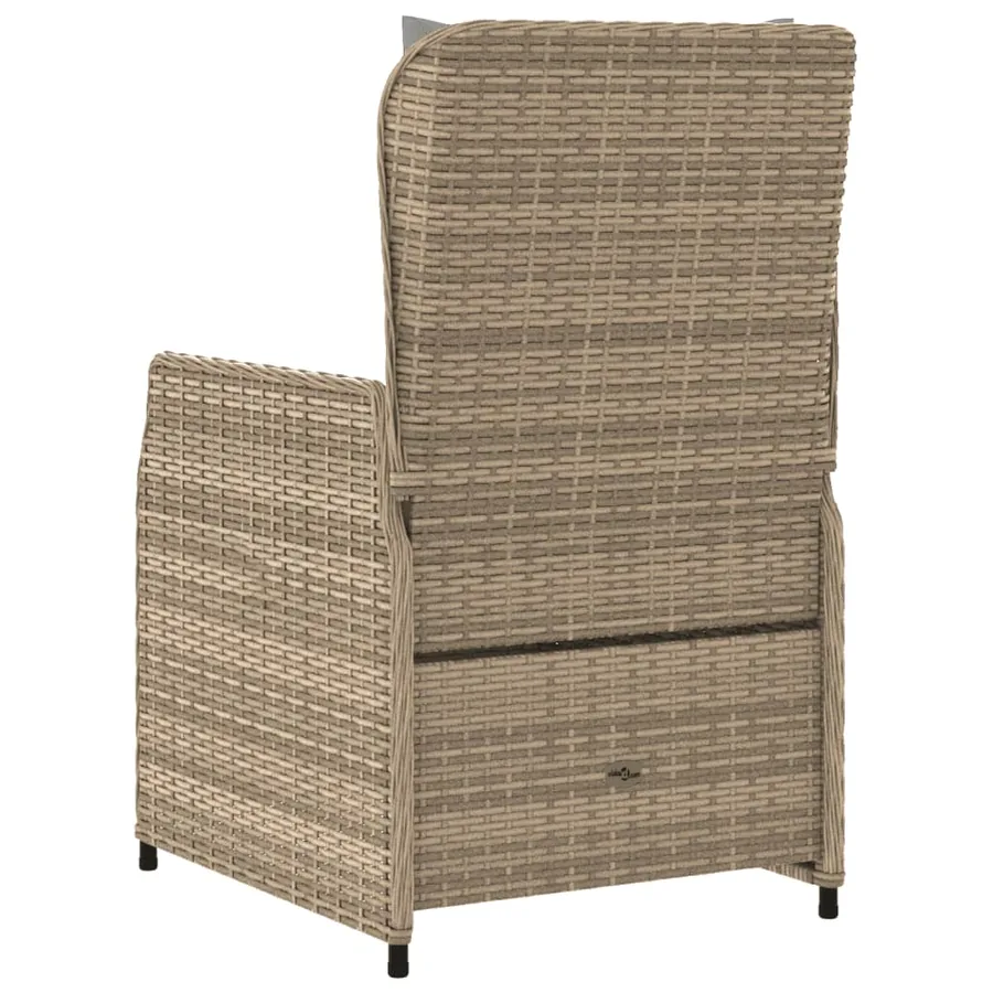 Chaises inclinables de jardin lot de 2 beige résine tressée - 7