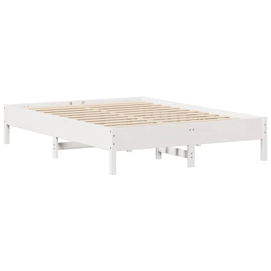 Cadre de lit sans matelas blanc 140x190 cm bois de pin massif - 7