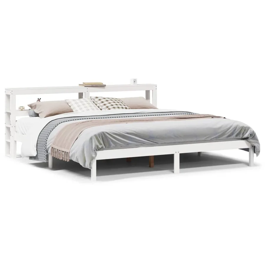 Cadre de lit sans matelas blanc 180x200 cm bois massif de pin - 2