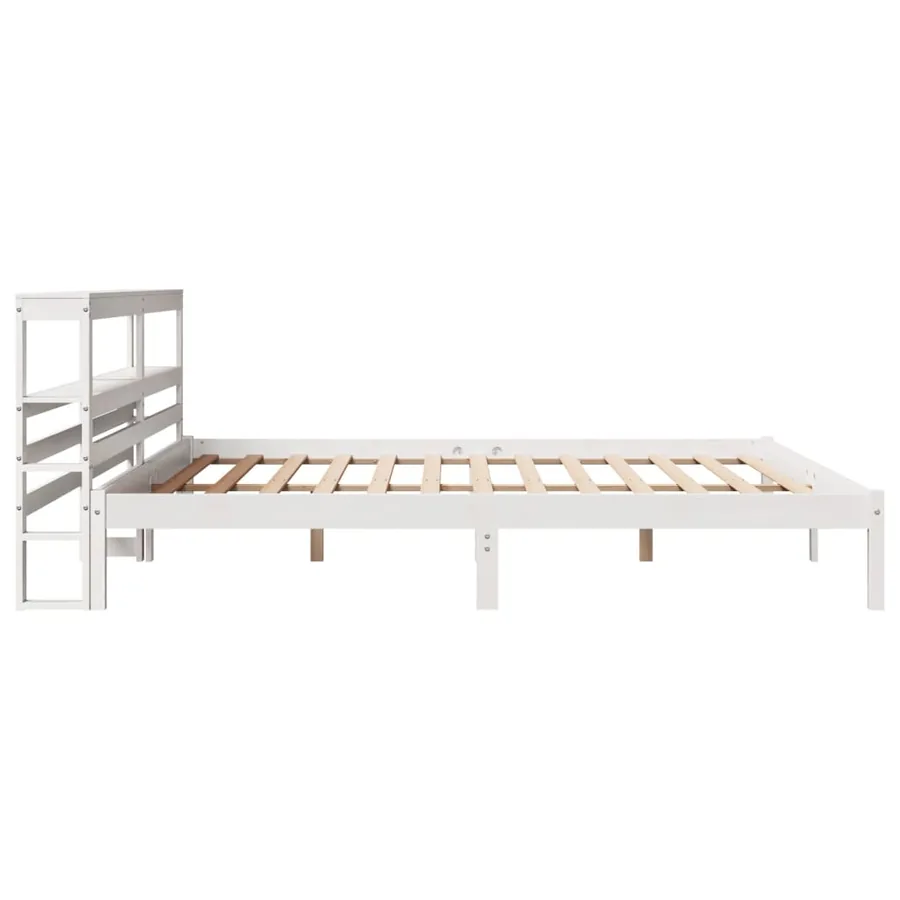 Cadre de lit sans matelas blanc 180x200 cm bois massif de pin - 5