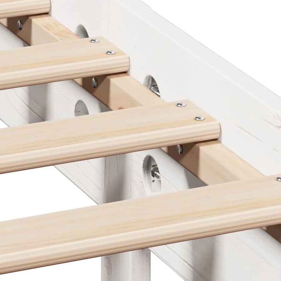 Cadre de lit sans matelas blanc 140x190 cm bois de pin massif - 9