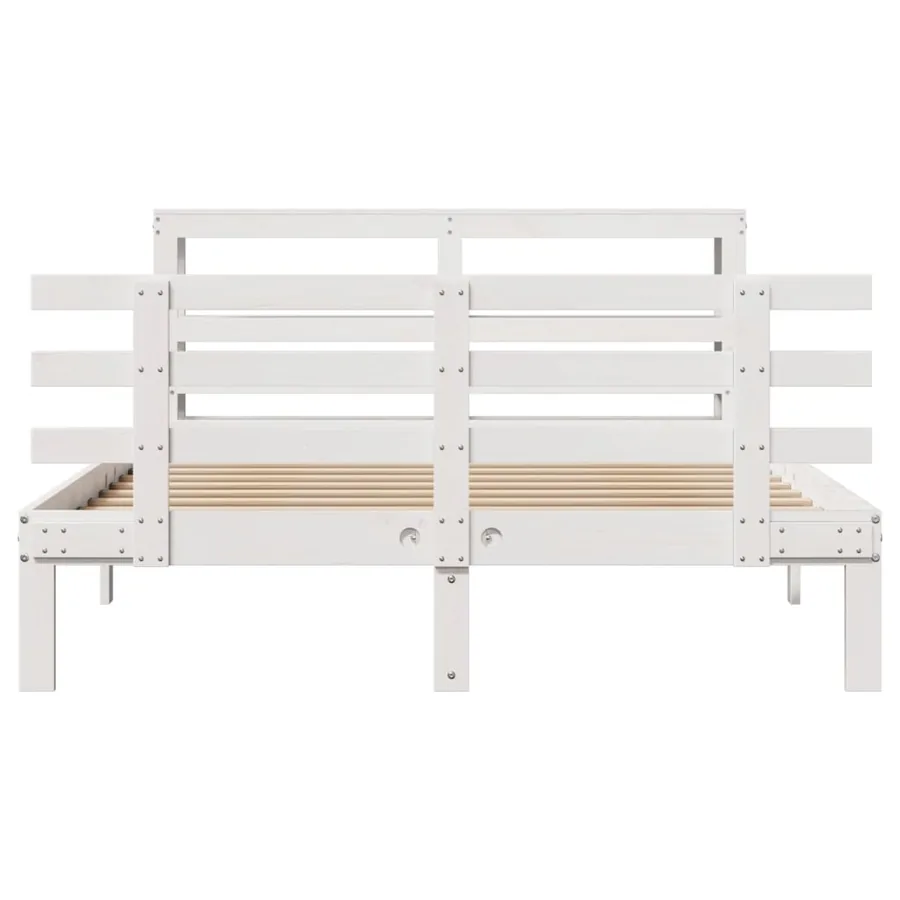 Cadre de lit avec tête de lit sans matelas blanc 160x200 cm - 4