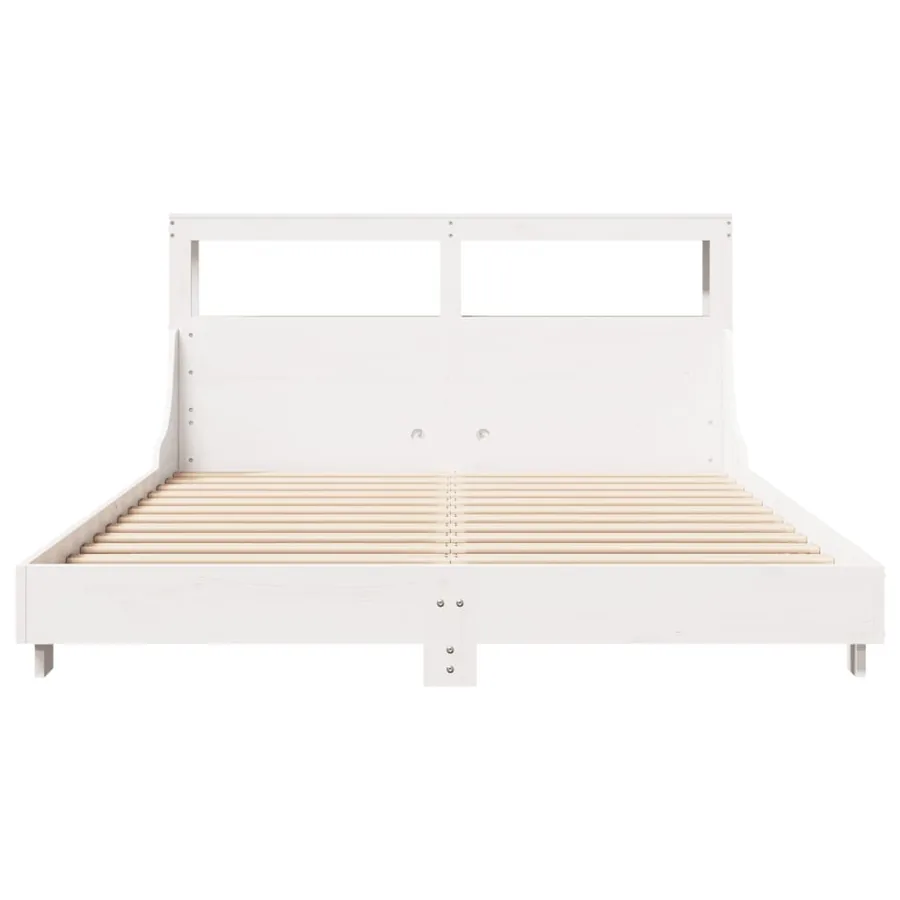 Cadre de lit sans matelas blanc 140x190 cm bois de pin massif - 4