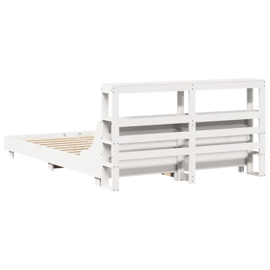 Cadre de lit sans matelas blanc 140x190 cm bois de pin massif - 6