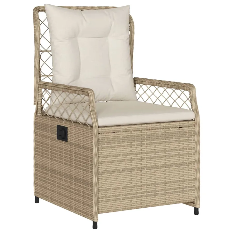 Ensemble à manger de jardin et coussins 7 pcs beige poly rotin - 3