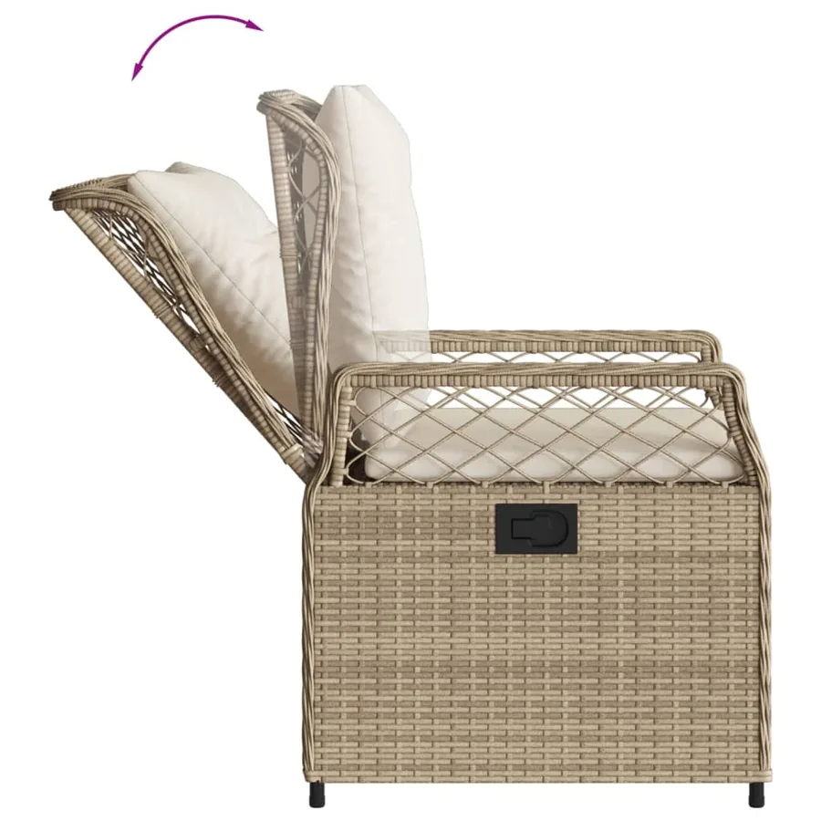 Ensemble à manger de jardin et coussins 7 pcs beige poly rotin - 5