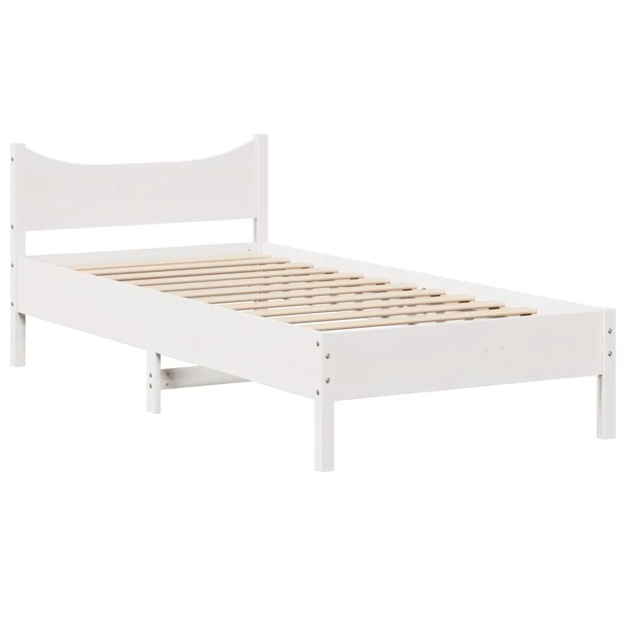 Cadre de lit avec tête de lit blanc 75x190cm bois de pin massif - 5