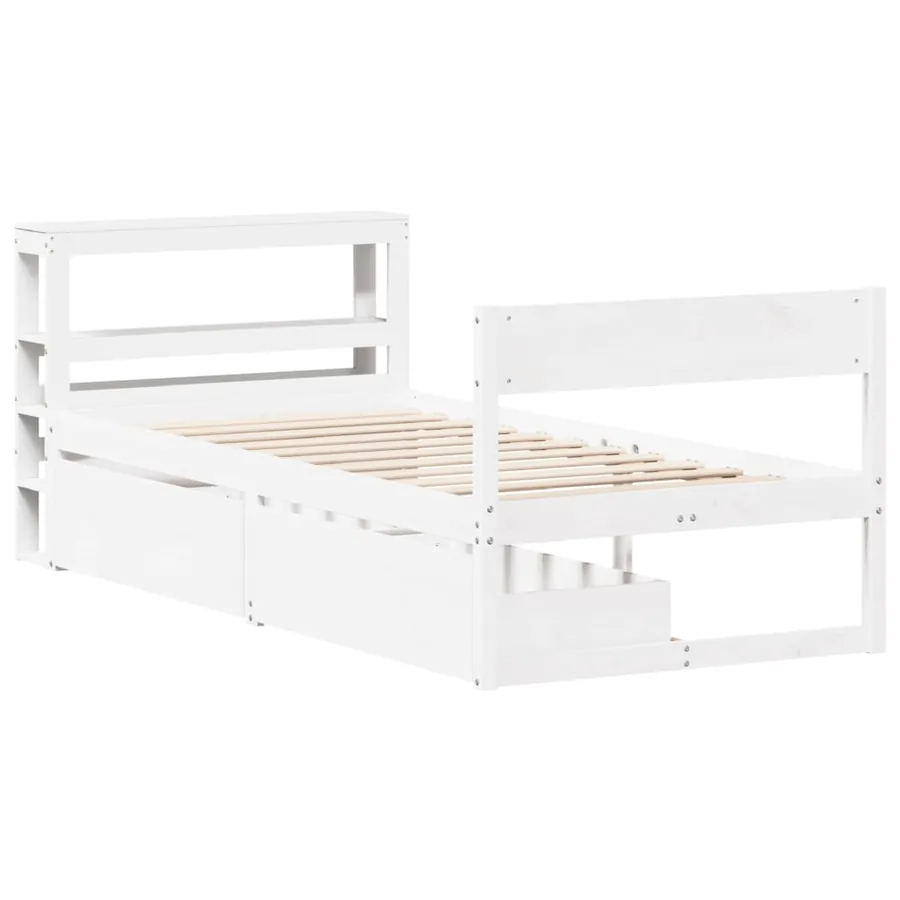 Cadre de lit sans matelas blanc 75x190 cm bois de pin massif - 3