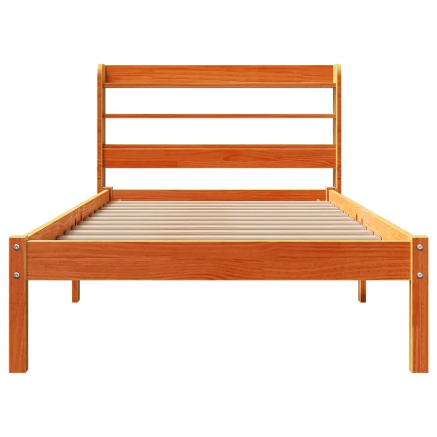 Cadre de lit et tête de lit sans matelas cire marron 100x200 cm - 5