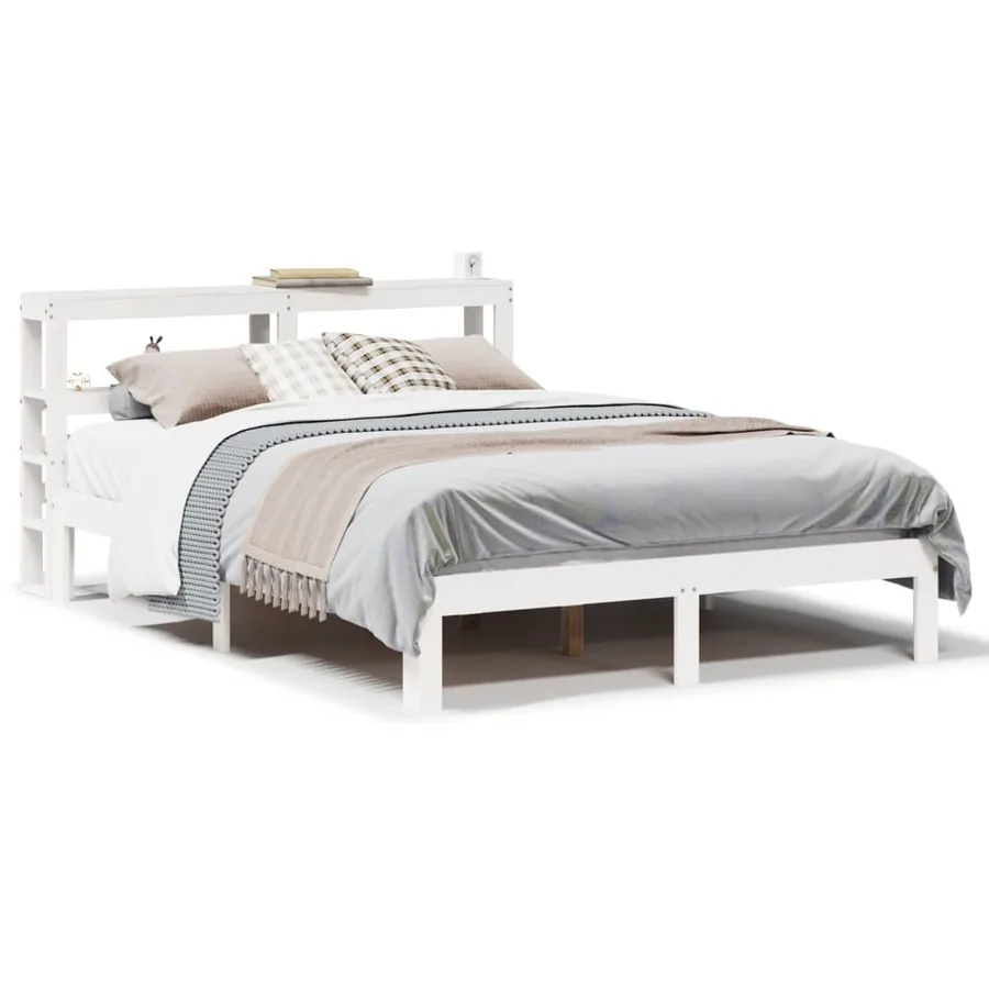 Cadre de lit et tête de lit sans matelas blanc 135x190 cm - 2