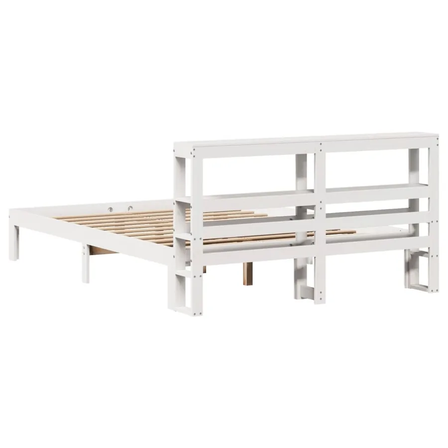Cadre de lit et tête de lit sans matelas blanc 135x190 cm - 6