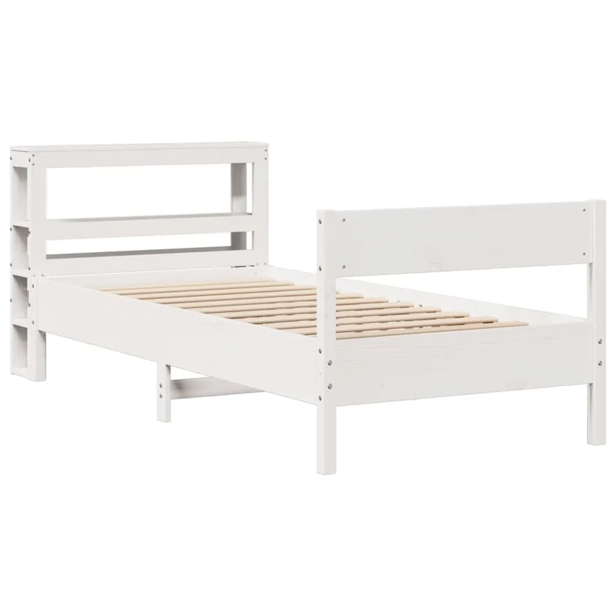Cadre de lit sans matelas blanc 75x190 cm bois de pin massif - 3