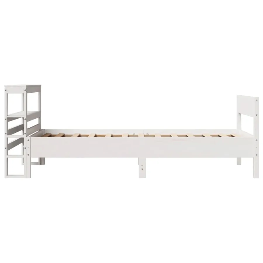 Cadre de lit sans matelas blanc 75x190 cm bois de pin massif - 5