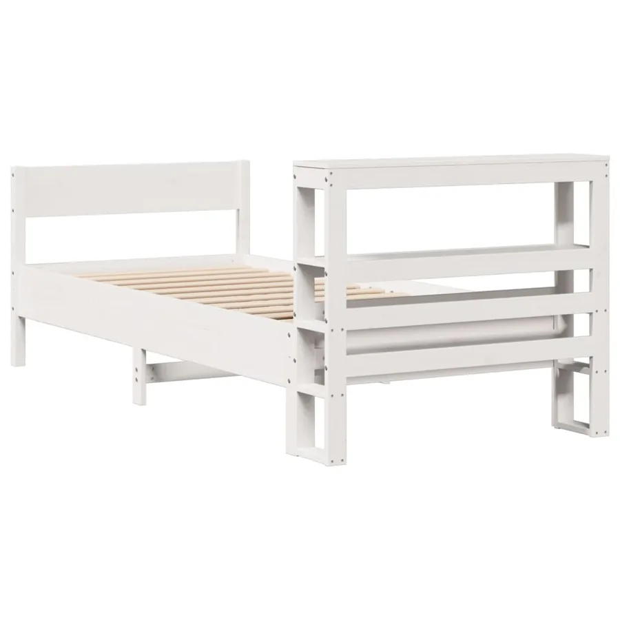 Cadre de lit sans matelas blanc 75x190 cm bois de pin massif - 6