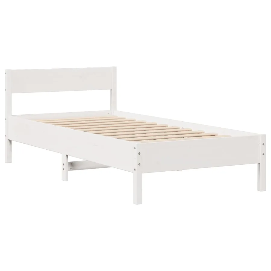 Cadre de lit sans matelas blanc 75x190 cm bois de pin massif - 7