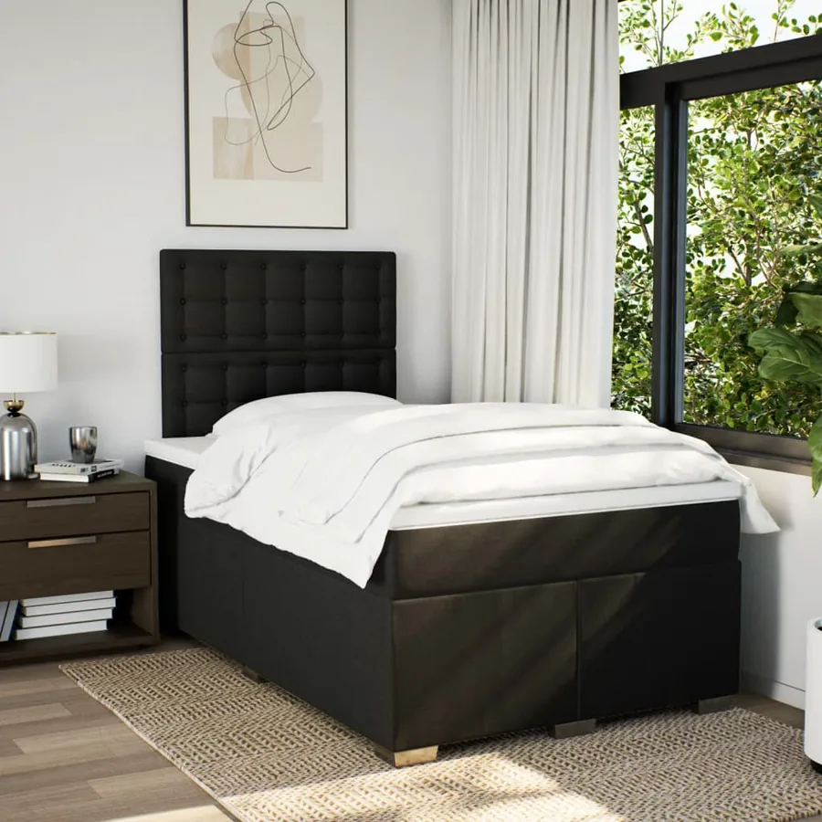 Sommier à lattes de lit avec matelas Noir 120x200 cm Tissu - 3