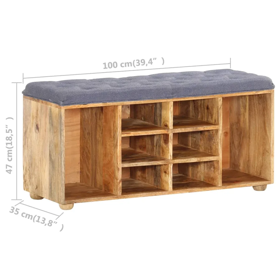 Banc d'entrée 100x35x47 cm Bois de manguier solide - 6