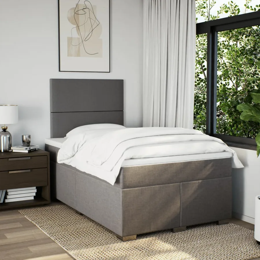 Sommier à lattes de lit avec matelas Taupe 120x200 cm Tissu - 3