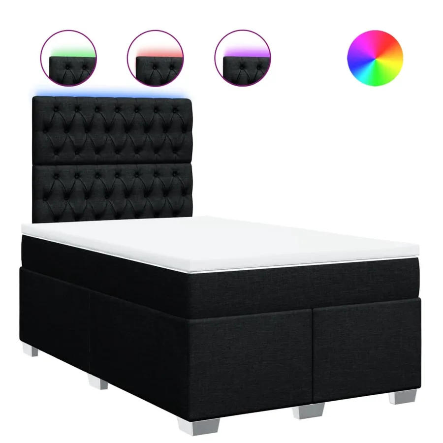 Sommier à lattes de lit avec matelas Noir 120x200 cm Tissu - 2