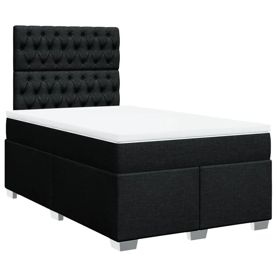 Sommier à lattes de lit avec matelas Noir 120x200 cm Tissu - 3
