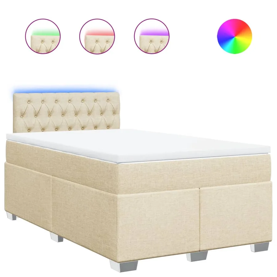 Sommier à lattes de lit avec matelas Crème 120x200 cm Tissu - 2