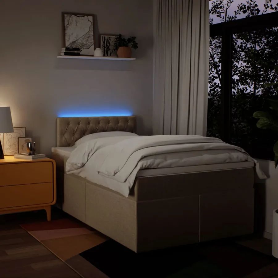 Sommier à lattes de lit avec matelas Crème 120x200 cm Tissu - 5