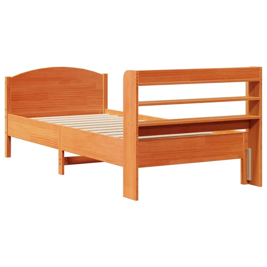 Cadre de lit sans matelas cire marron 100x200cm bois pin massif - 6