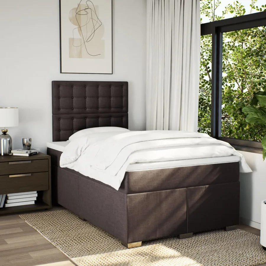 Sommier à lattes de lit avec matelas Marron foncé 120x200 cm - 4