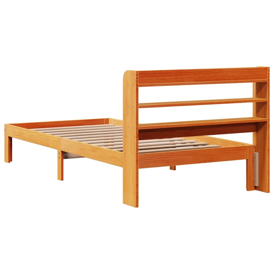 Cadre de lit sans matelas cire marron 100x200cm bois pin massif - 8