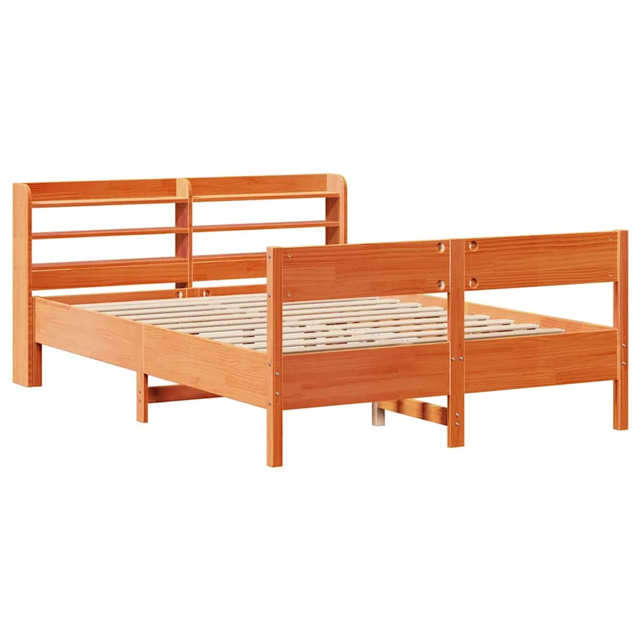 Cadre de lit sans matelas cire marron 140x190cm bois pin massif - 3