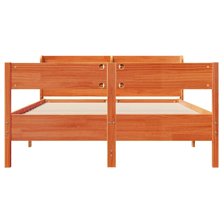 Cadre de lit sans matelas cire marron 140x190cm bois pin massif - 4