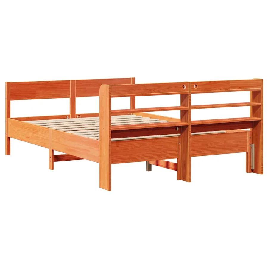 Cadre de lit sans matelas cire marron 140x190cm bois pin massif - 6