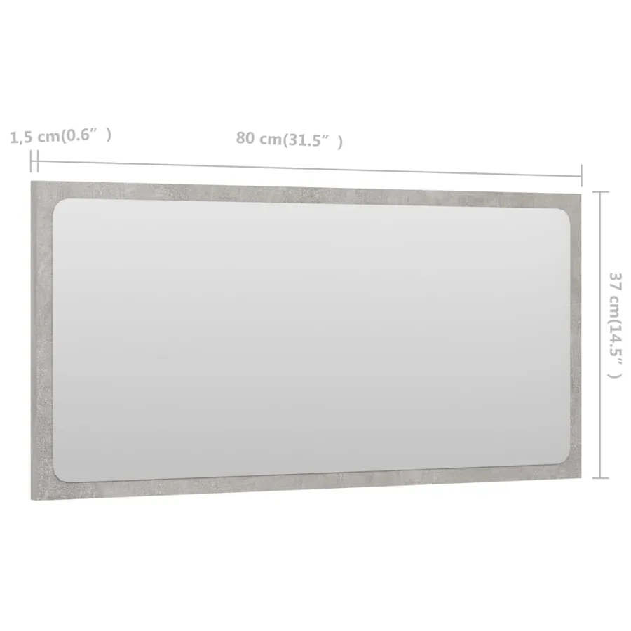 Miroir de salle de bain Gris béton 80x1,5x37 cm Aggloméré - 5