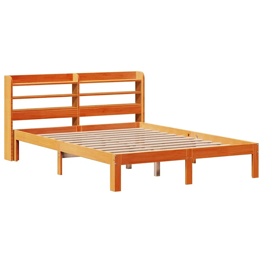 Cadre de lit sans matelas cire marron 140x200cm bois pin massif - 3