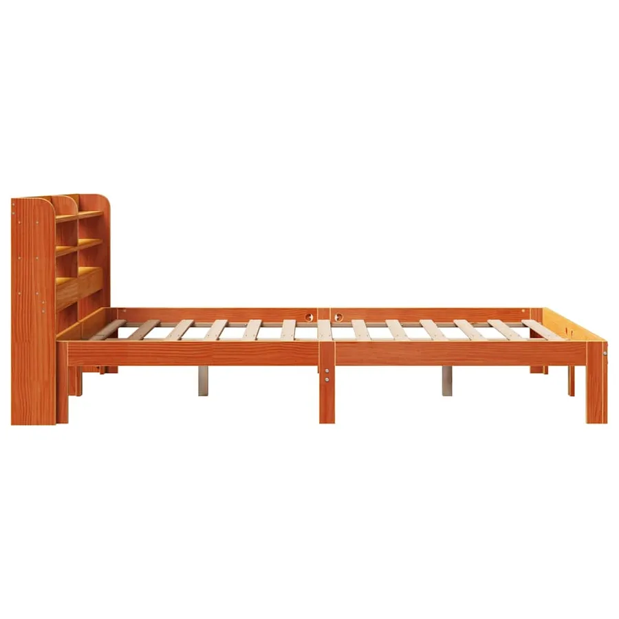 Cadre de lit sans matelas cire marron 140x200cm bois pin massif - 7