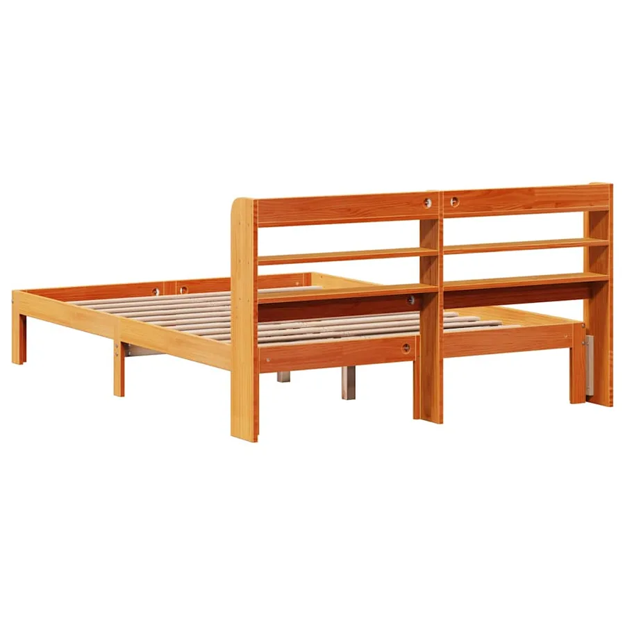 Cadre de lit sans matelas cire marron 140x200cm bois pin massif - 8