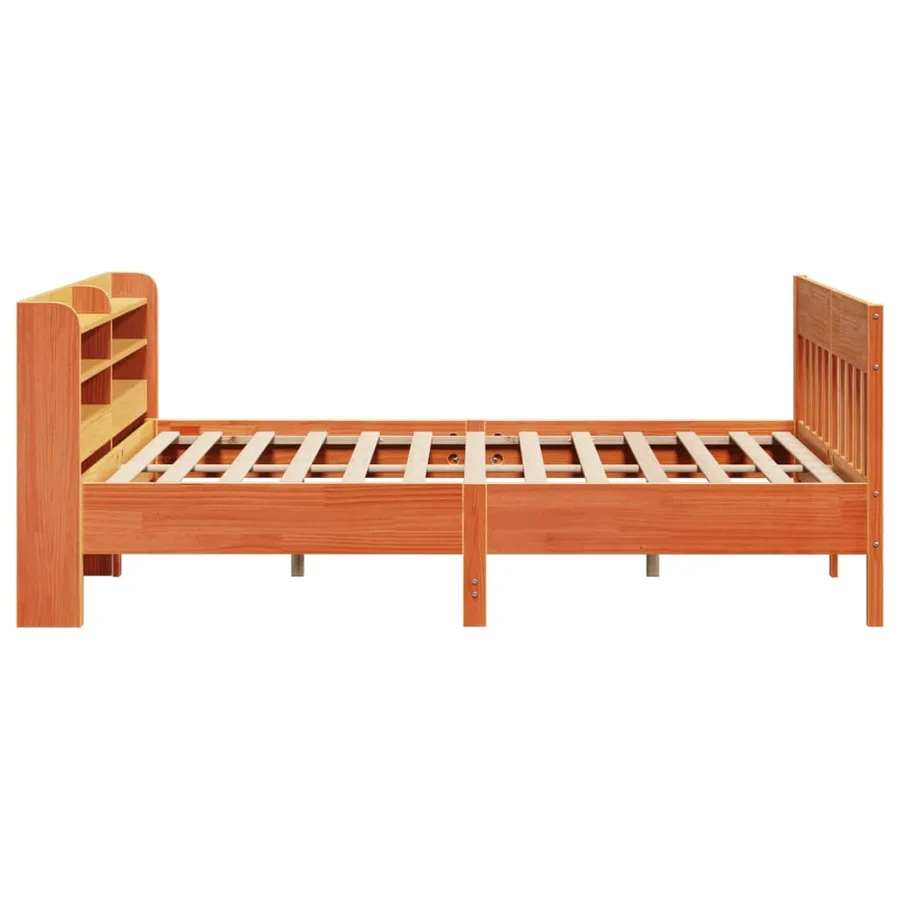 Cadre de lit sans matelas cire marron 200x200cm bois pin massif - 5