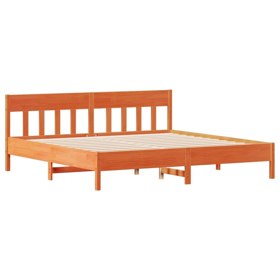 Cadre de lit sans matelas cire marron 200x200cm bois pin massif - 7